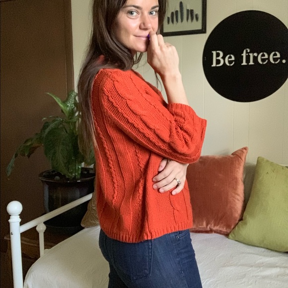 💛 CATO burnt orange knit 3 button cardigan - Picture 4 of 13